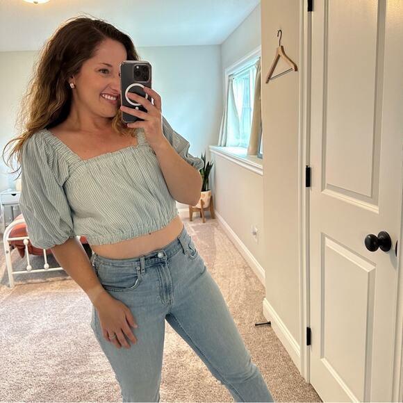 Apiece Apart Blue White Striped Cropped Top 4 - Picture 4 of 12